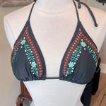 Xhilaration Bikini Top Embroidered Floral Gray Photo 0