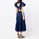 Sea NY Heidi Flutter Sleeve Smocked Navy Midi Dress 2 Blue Photo 3