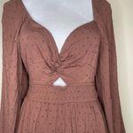 Jolt Women's Chocolate Brown Ruffles Popcorn Cutout Bell-Sleeve Dress Size L Photo 1