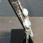 Faux larima dangling silver tone earrings Blue Photo 4