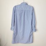 ECI Bow Cuff Railroad Stripe Shirt Dress Button Front Long Sleeves Navy Size 4 Photo 3