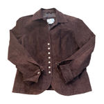 Live a Little  Women's Brown Suede 100% Leather Blazer Jacket Size S Button Front Photo 0