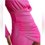 ASOS  Urban Revivo Pink Long Sleeve Slinky Mini Ruched Side Dress Size 6 Photo 7