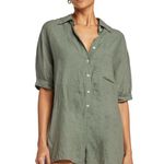 Vitamin A  Green Linen Playa Romper Size Medium Beach Coverup Belted NWOT Coastal Photo 1