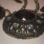 Lia Sophia  Boho CZ Rhinestone Faux Pearl Brass Tone Runway Statement Necklace Photo 5