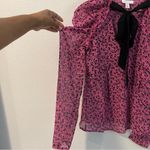 Topshop  ChiffonFloral Print Tie Front Puff Shoulder Long Sleeve Blouse Size‎ 4 Photo 4