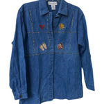 Vintage Eagles Eye Embroidery Beads Indian Denim Shirt Photo 0
