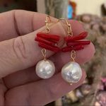 Natural Baroque Freshwater Pearl Agate Earrings White Photo 2