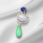 Whitney Kelly Sterling Silver Lapis Lace Agate Chrysoprase Pendant Photo 7