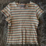 Brandy Melville  Striped Lettuce Trim Top | OS | EUC Photo 0
