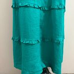 Johnny Was NWOT  Calme Tiered Ruffles V-Neck Trapeze Midi Dress Size S Teal Photo 2