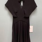 Maje Cut-Out V-Neck Short Sleeve Mini Dress in Black Crepe 1 / Small Photo 1