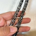 VALENTINO ARMANI Italian Lambskin Leather Pewter Chain Immaculate Silver Photo 6