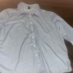 SheIn  Men's Light Blue and White Striped Shirt Photo 0