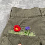Off-White  Shorts Womens 26 Green Flower Embroidery Cargo Streetwear Military Photo 10