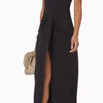 Bec & Bridge Riri Halter Maxi Dress 6 Black Asymmetric Draped High Slit Cocktail Photo 2