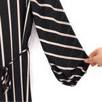 Loft  Long Sleeve Striped Mini Dress Black Cream White S Photo 2