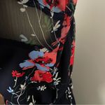 Ralph Lauren LRL Dress Midi Floral Ruffle Balloon Sleeve Lined Belt Blue Red Photo 3
