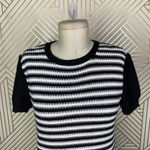 St. John  Sport Striped Short‎ Sleeve Sweater in Black & White Size US XS Photo 1