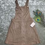 Pie in The Sky Green Faux Suede Overall Dress Photo 0