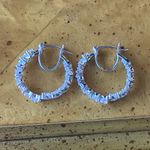 Natural White Topaz Sterling Silver Hoop Earrings Photo 3