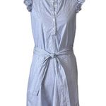 Gibson Shirt Dress Sugarplum Ruffle Sleeve Belted Blue Stripe Women’s Size Small Photo 11