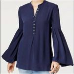 Free People  Easy Girl Blue Bell Sleeve Top Size S Photo 0