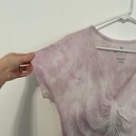 American Eagle  Soft & Sexy T Cinch Front Tee Lilac Lavender Purple Boho Cropped Photo 6