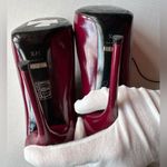 Gucci Berry Patent Leather Lace Up Kim Ankle Boots Burgundy Red 37.5/7.5 EUC Photo 5