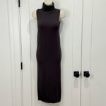 ZARA  Turtleneck Midi Dress Medium Brown Ribbed Bodycon Clean Girl Fall Chic Boho Photo 2