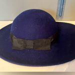 Vintage Arlin Royal Blue 100% Wool Hat With Ribbon And Bow Made In USA Photo 0