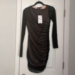 ZARA  Women’s Mixed Tulle Dress Small Black Mesh Overlay Long Sleeve Cocktail NWT Photo 5