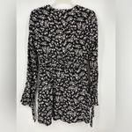 The East Order mini floral dress, long sleeve w/ruffle, plunge neckline, Size L Black Size L Photo 3