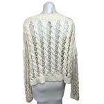 ZARA  White Open Knit Crochet Boat Neck Long Sleeve Pullover Crop Sweater Size M Photo 1