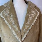 Misha Y2K Vintage Tan Corduroy Floral Embroidered Sequin Blazer Jacket Size XL Photo 2