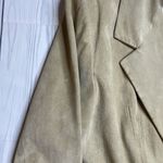 90s Vintage Suede Leather Blazer Jacket Light Tan Neutral Denim & Co Large Photo 3
