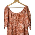 H&M Coral Pink Floral Print Puff Sleeve Off Shoulder Mini Dress Women Size XL Photo 4