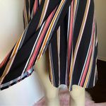 Cute black, pink, and yellow striped faux wrap dress. Black Photo 3