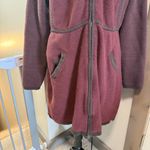 Title Nine Full Zip Tunic Sweater Sweatshirt Hooded Maroon Red Knit Waffle L Photo 4