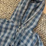 Hidden Checkered Denim Button Up With Hoodie‎ Blue Size M Photo 3