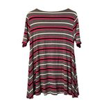 LuLaRoe T Shirt Size XS Stripe Tunic Top Hi-Low Loungewear Preppy Comfy Stretch Photo 1