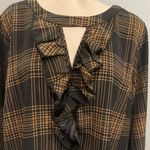 Bloomchic Black Plaid Keyhole Frill Trim Long Sleeve Blouse  top shirt woman’s 14 Photo 4