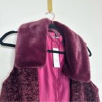 White House | Black Market NEW WHBM Long Faux Fur Vest in Cabernet Red Photo 4