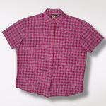 Faded Glory Rare Vintage  100% Raw Silk Shirt Plum Pink Plaid Medium Photo 8
