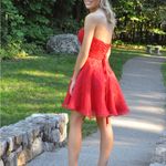 Abby Paris Elegant Red Strapless Dress Photo 9