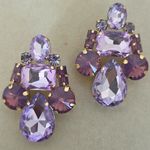 Chunky Statement Earrings Gold and Lavender Purple Color Photo 0