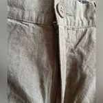 ASOS  DESIGN linen wide leg pant with asymmetric fly in olive green Photo 4