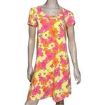 Lilly Pulitzer  XS Pink Orange Yellow Pansy Floral Print Jersey T-Shirt Dress Photo 1