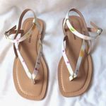 Lucky Brand Strappy Flat Sandal Bylee White Floral Slingback Sz 8.5 Photo 1