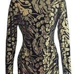 Dress the Population Lola Black Gold Sequin Velvet Long Sleeve Bodycon Dress M Photo 1